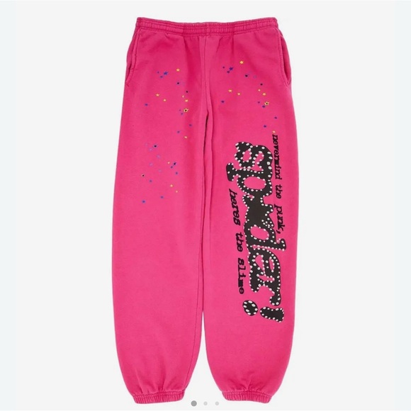 🆕 Sp5der/Spider Worldwide SP5DER P*INK LOGO PRINT SWEATPANTS - Picture 1 of 5